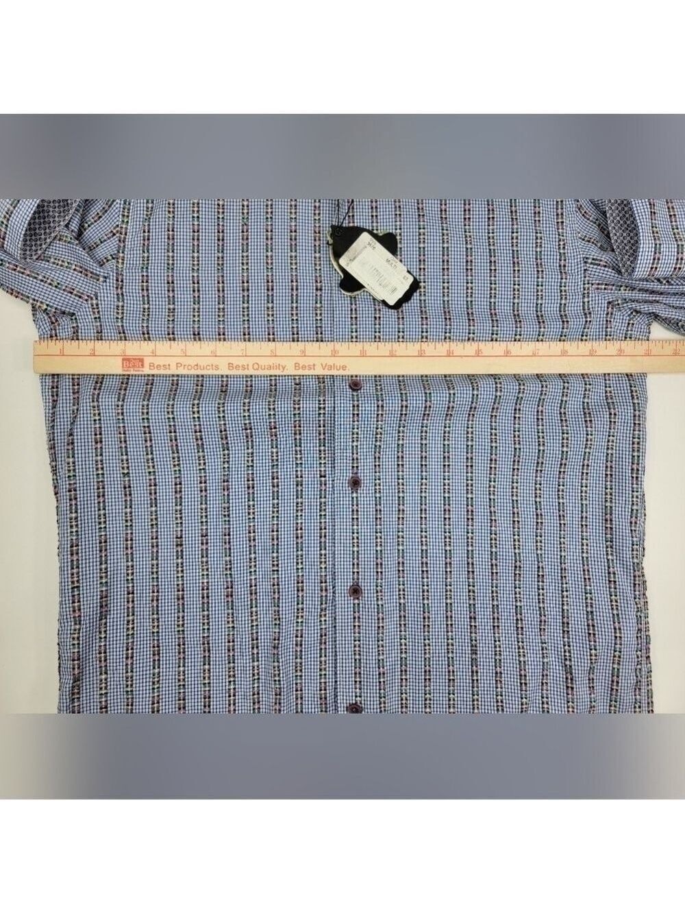 NWT Luchiano Visconti Black Mens S Striped Rainbow Button Up Shirt Long Sleeve - Picture 6 of 12